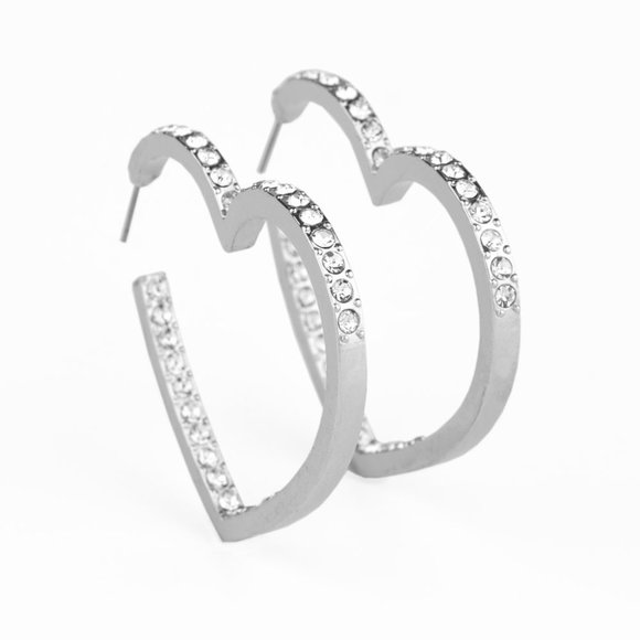 Heartbreaker White Hoop Earrings - Picture 2 of 2